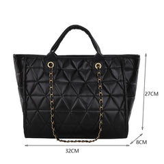 Vintage Geometric PU Leather Chain Shoulder Bag Women Casual Top-Handle Bag