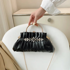 Vintage Diamond Pleated Clutch Shoulder Bag