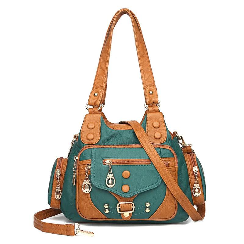 Vintage High Leather Handbags Handbag Ladies Soft Tote Bag
