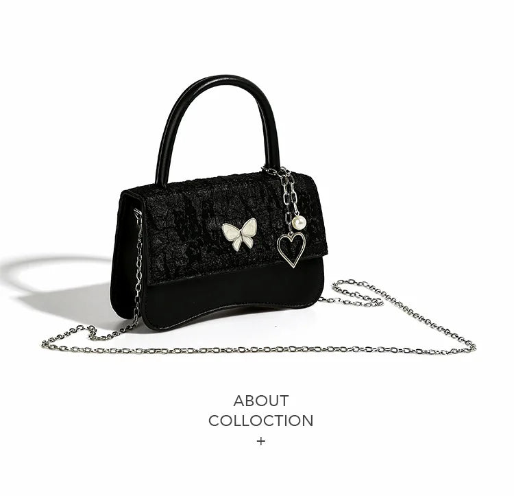 Vintage High-grade Small Square Bag Women Butterfly Chain Messenger Bag