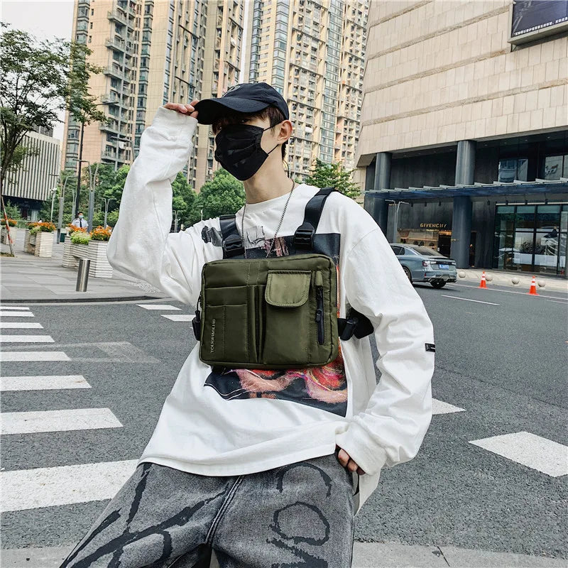 Vintage Hip Hop Tactical Functional Men Shoulder Bag Streetwear