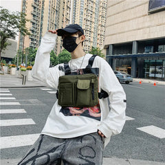 Vintage Hip Hop Tactical Functional Men Shoulder Bag Streetwear