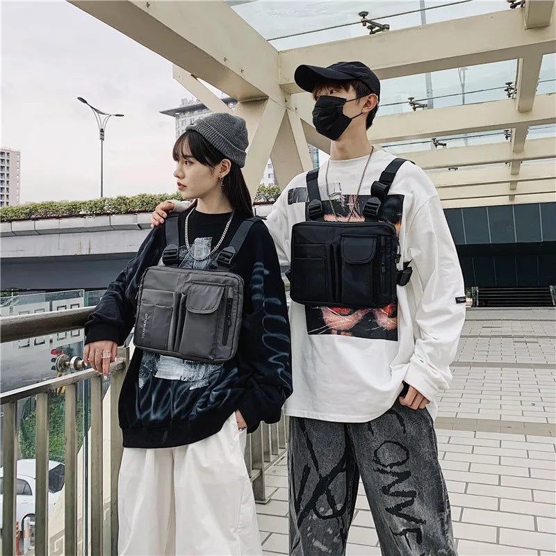 Vintage Hip Hop Tactical Functional Men Shoulder Bag Streetwear