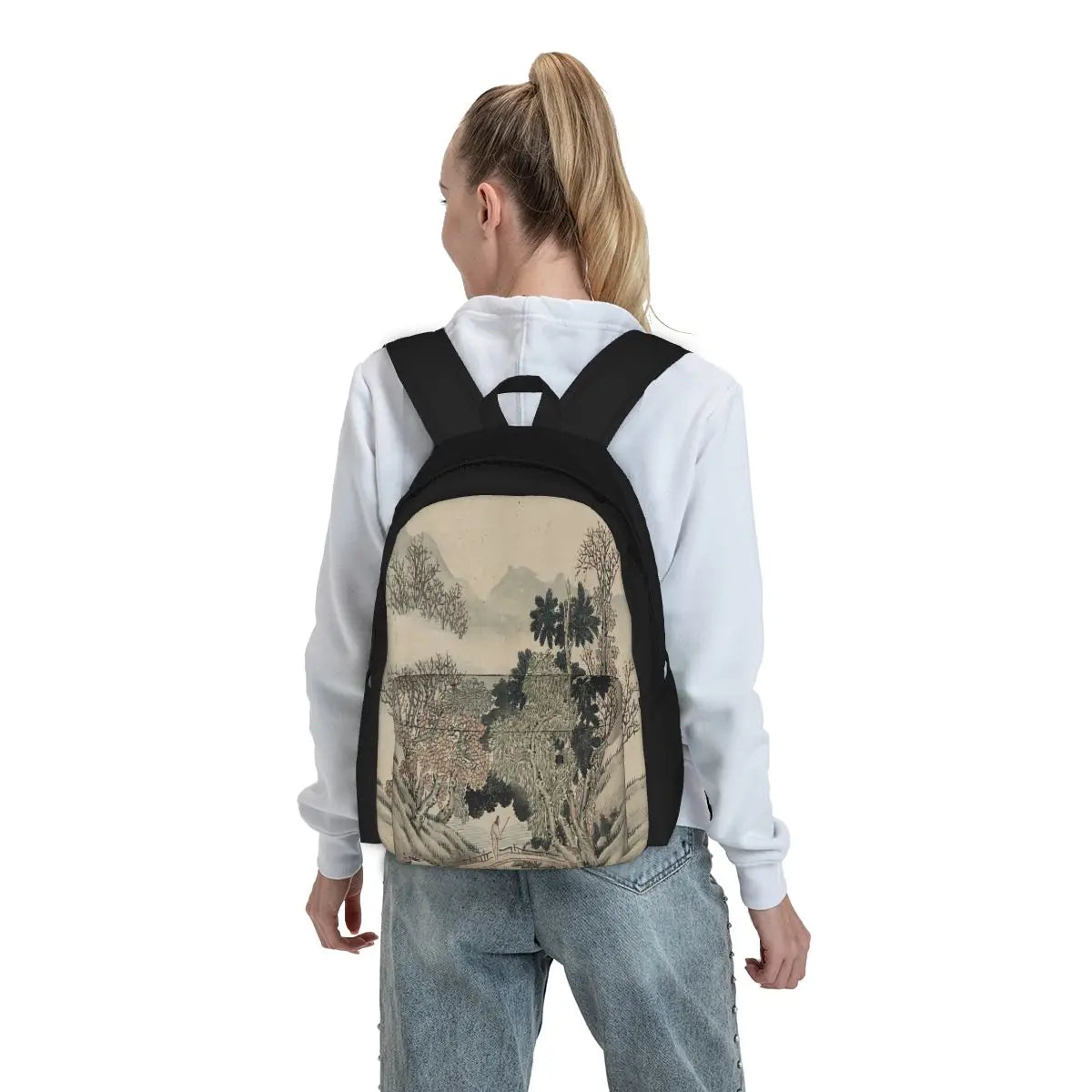 Vintage Japanese Landscape Painting Backpacks Men's Backpacks Bags For Women