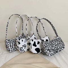 Vintage Animal Print Canvas Small Purse Shoulder Bag