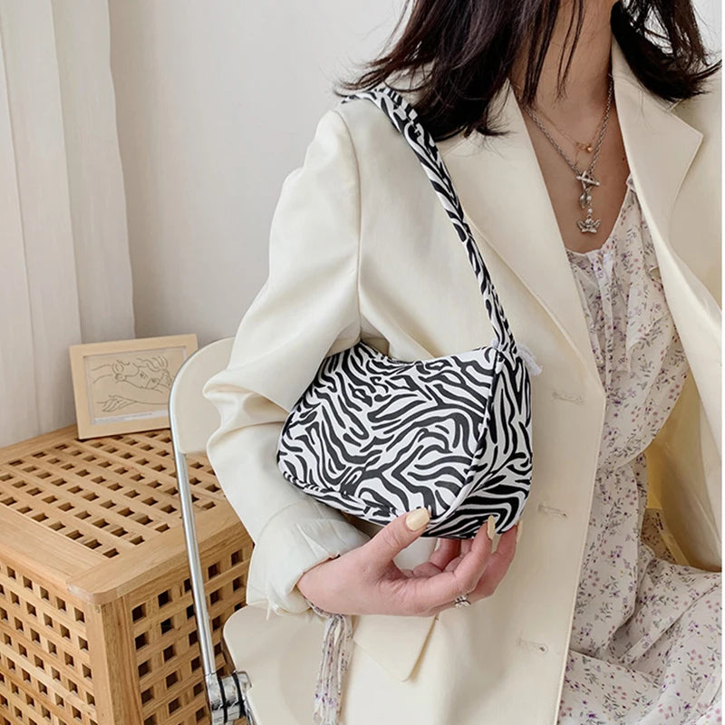 Vintage Animal Print Small Purse Canvas Shoulder Bag