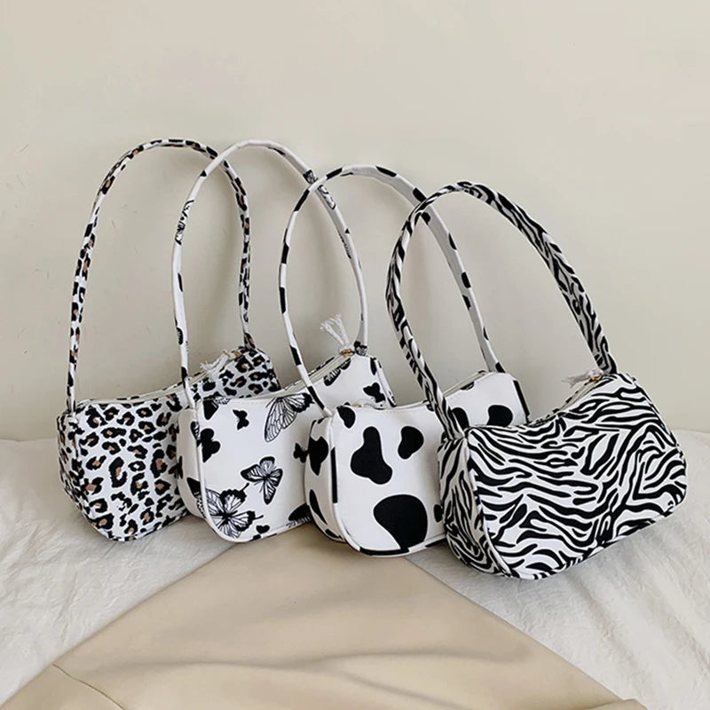 Vintage Animal Print Small Purse Canvas Shoulder Bag