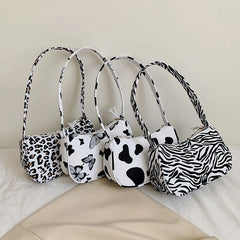 Vintage Animal Print Small Purse Canvas Shoulder Bag