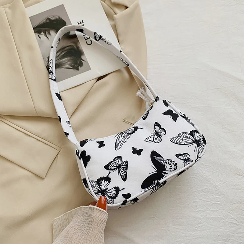 Vintage Animal Print Small Purse Canvas Shoulder Bag
