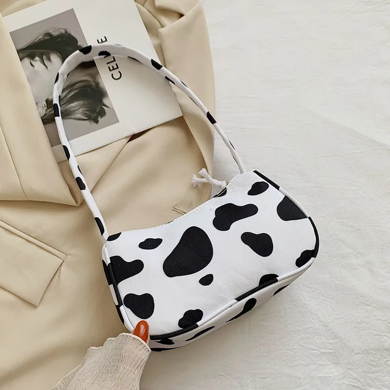 Vintage Animal Print Canvas Small Purse Shoulder Bag