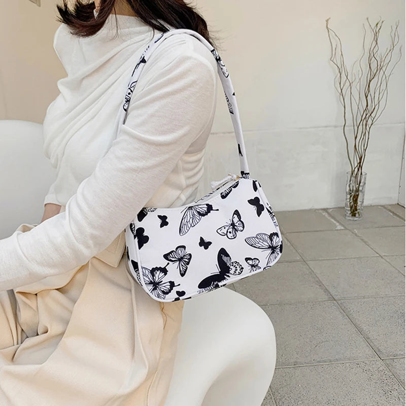 Vintage Animal Print Small Purse Canvas Shoulder Bag