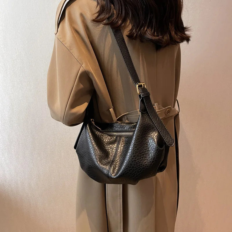 Vintage Leather Crossbody Tote Bag for Women