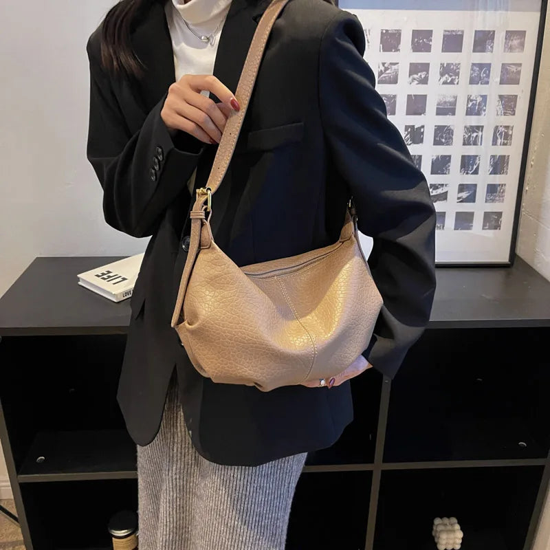 Vintage Leather Crossbody Tote Bag for Women