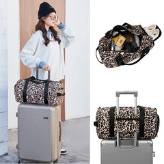 Leopard Print Sports Yoga Fitness Travel Bag for Women