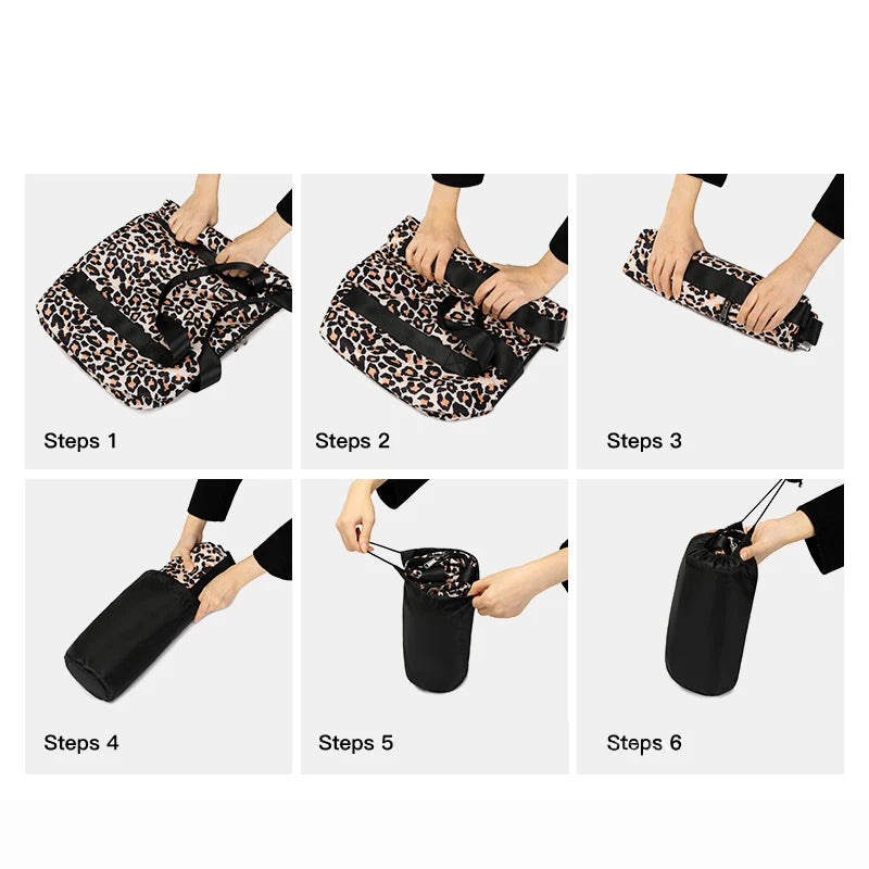 Leopard Print Sports Yoga Fitness Travel Bag for Women
