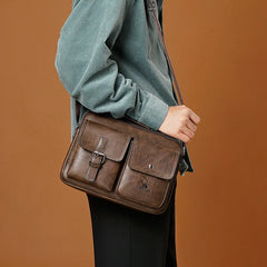 Vintage Cross-body Shoulder Bag Men's Casual Leather Tote