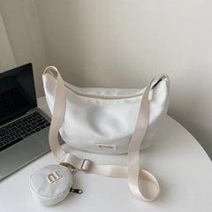 Vintage Large Capacity Women Shoulder Bag Solid Waterproof Nylon Crossbody Bags