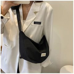Vintage Large Capacity Women Shoulder Bag Solid Waterproof Nylon Crossbody Bags