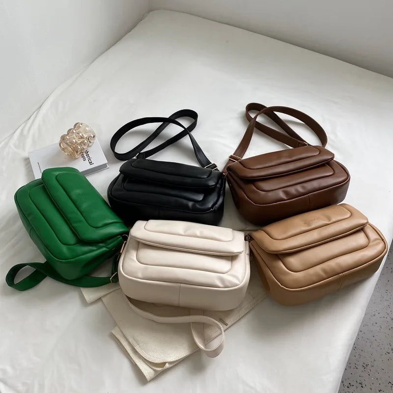 Vintage Leather Crossbody Bags For Women Spring Shoulder Handbags