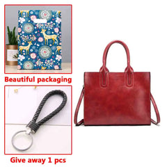 Vintage Leather Handbag Big Women Bag Trunk Tote Shoulder Bag