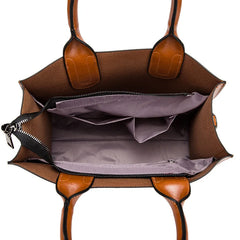 Vintage Leather Handbag Big Women Bag Trunk Tote Shoulder Bag