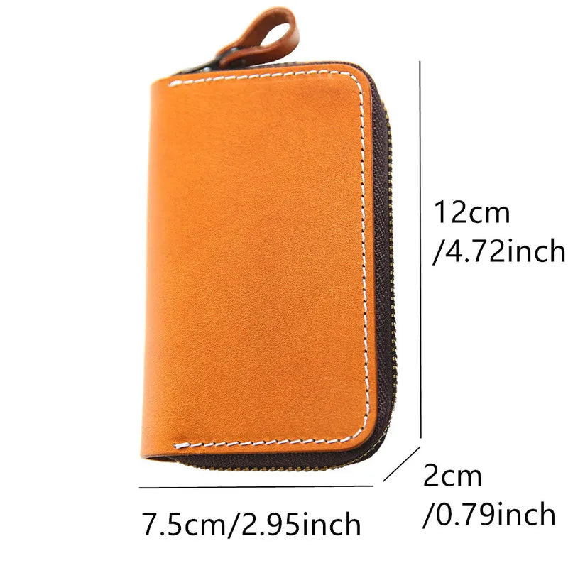 Vintage Leather Key Holder Men Women Keychain Wallet Chain Car Key Holder Zipper