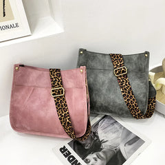 Vintage Leopard Shoulder Bag Women Leather Crossbody Bag For Female Large Tote