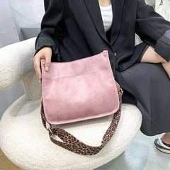 Vintage Leopard Shoulder Bag Women Leather Crossbody Bag For Female Large Tote
