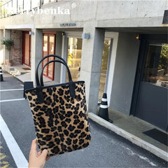Leopard Pattern Women Shoulder Bags Faux Fur Small Purse Handbags
