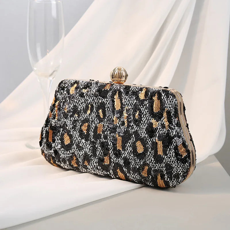 Vintage Leopard Print Evening Bag Handbag Makeup Phone Purse Clutch