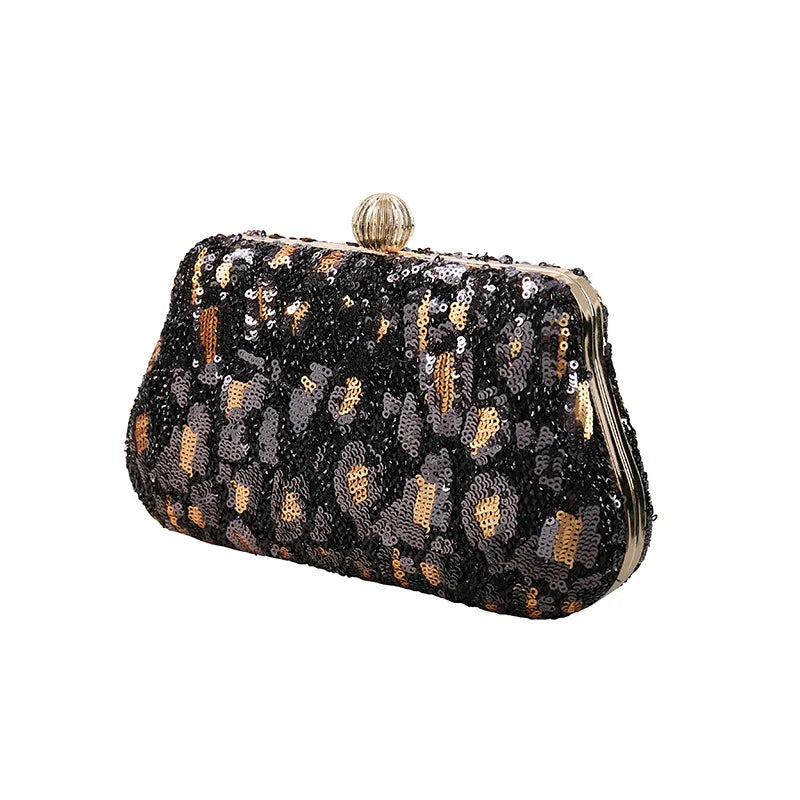 Vintage Leopard Print Evening Bag Handbag Makeup Phone Purse Clutch