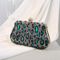 Vintage Leopard Print Evening Bag Handbag Makeup Phone Purse Clutch