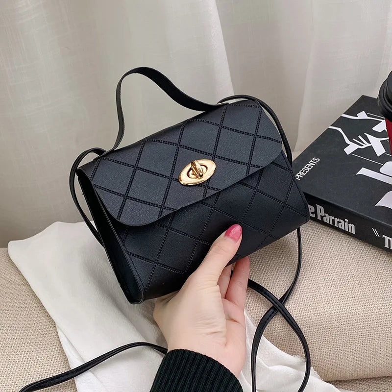 Vintage Lingge Small Messenger Bag for Women Shoulder Bag Girls Casual Tote