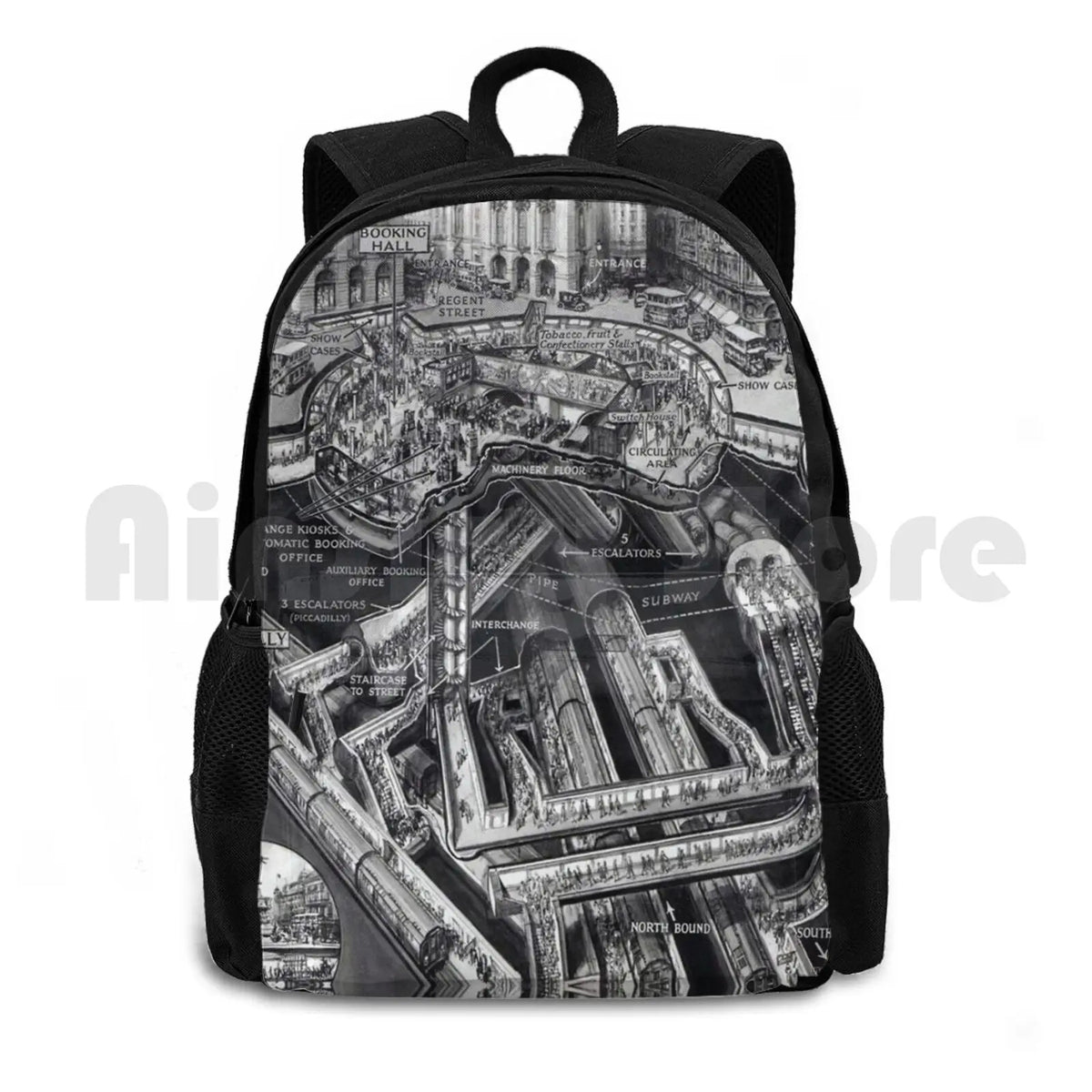 Vintage London Picadilly Tube Outdoor Hiking Backpack