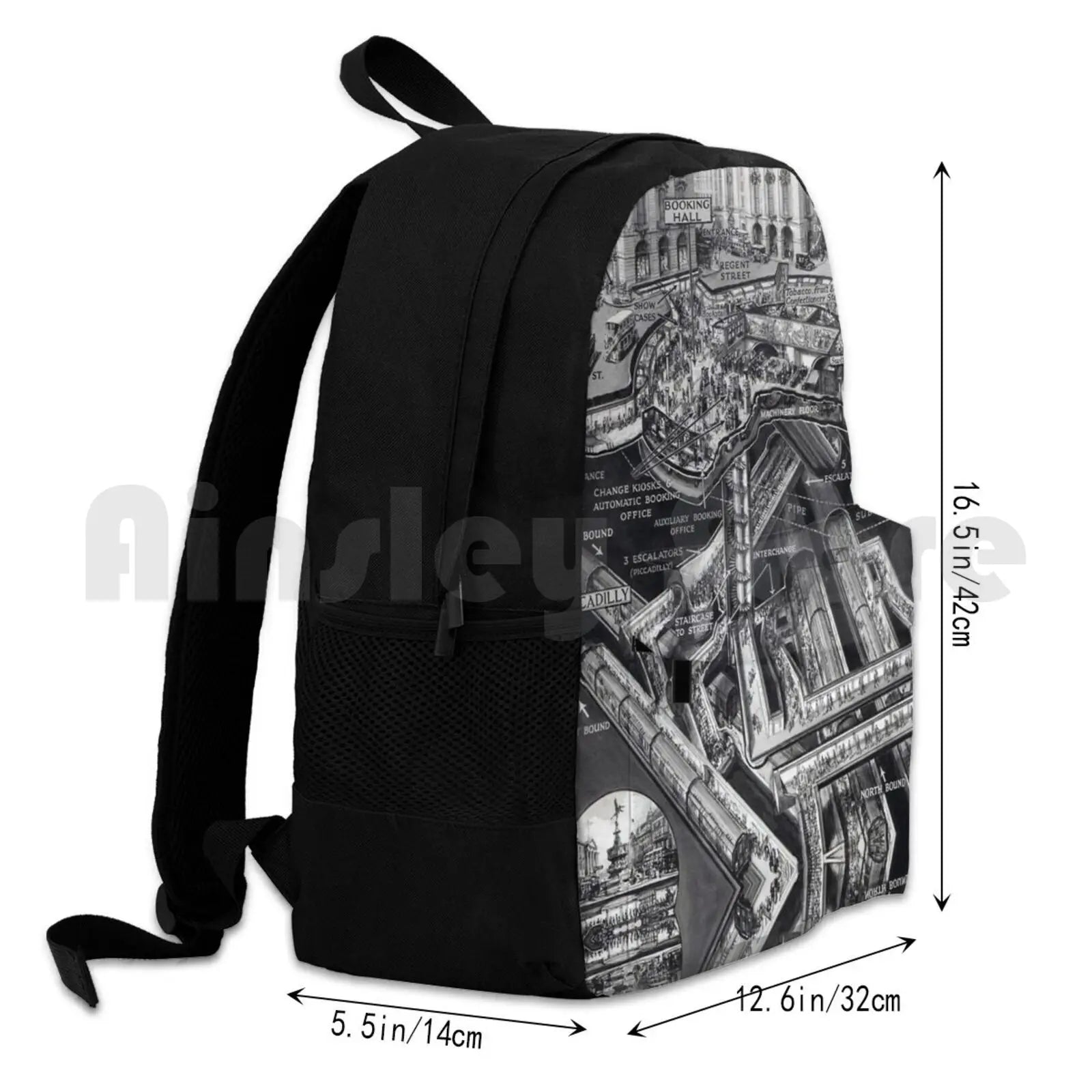Vintage London Picadilly Tube Outdoor Hiking Backpack