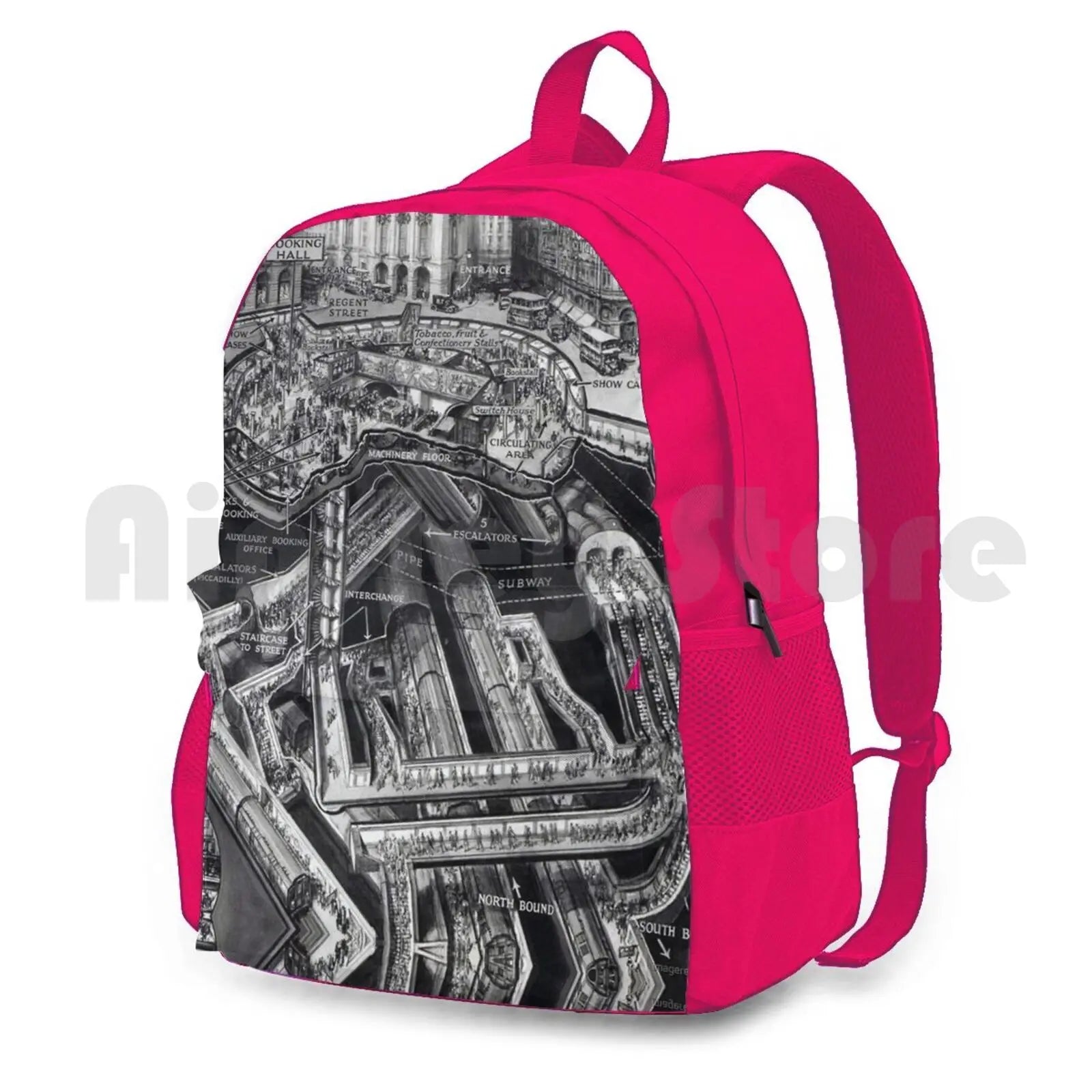 Vintage London Picadilly Tube Outdoor Hiking Backpack