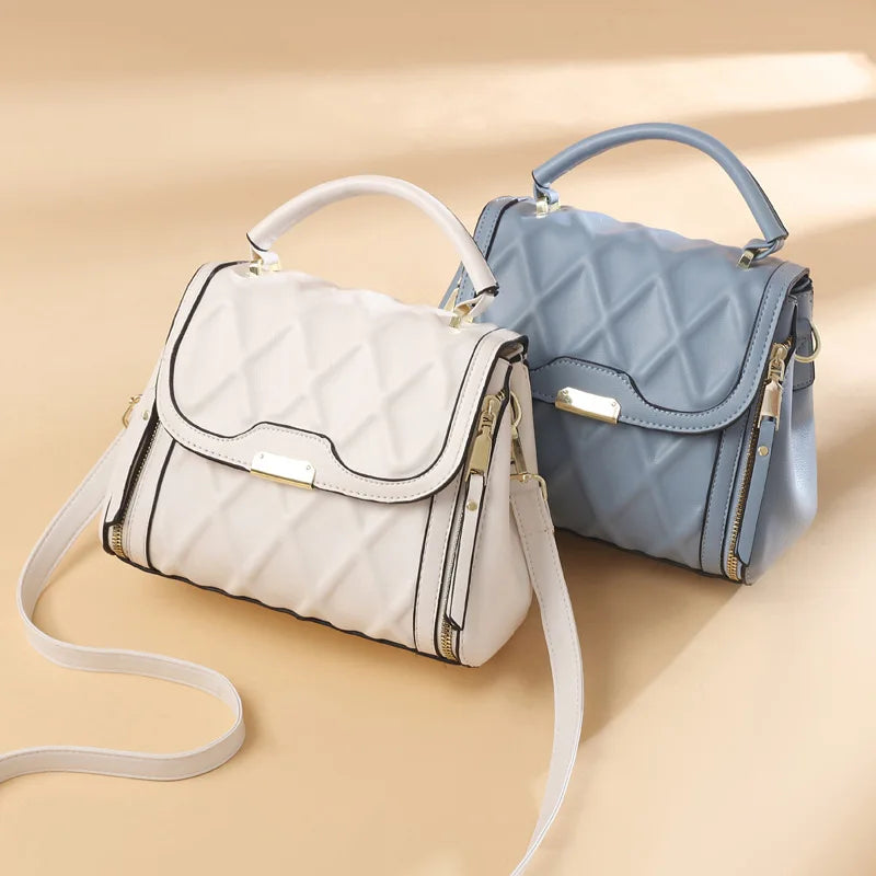 Plaid Leather Crossbody Bag for Women