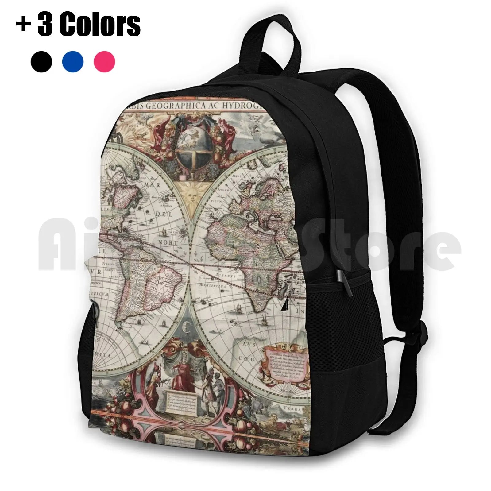 Vintage World Map Backpack Waterproof Camping Travel