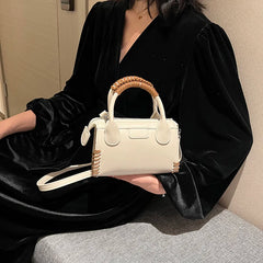 Vintage Mini Top Handle Crossbody Bag for Women - Winter PU Leather Handbag