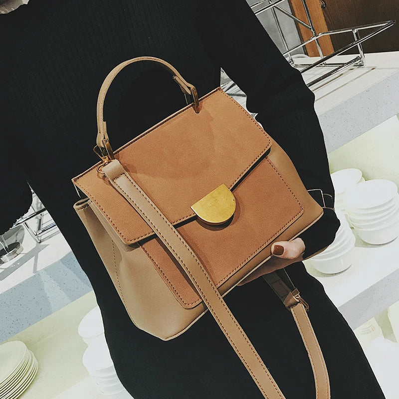 Vintage Nubuck Leather Shoulder Bags Large Capacity Crossbody Shopping Bag