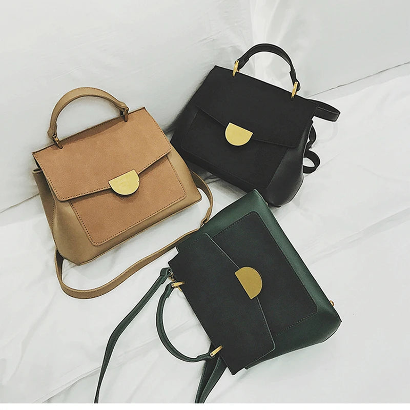 Vintage Nubuck Leather Shoulder Bags Large Capacity Crossbody Shopping Bag