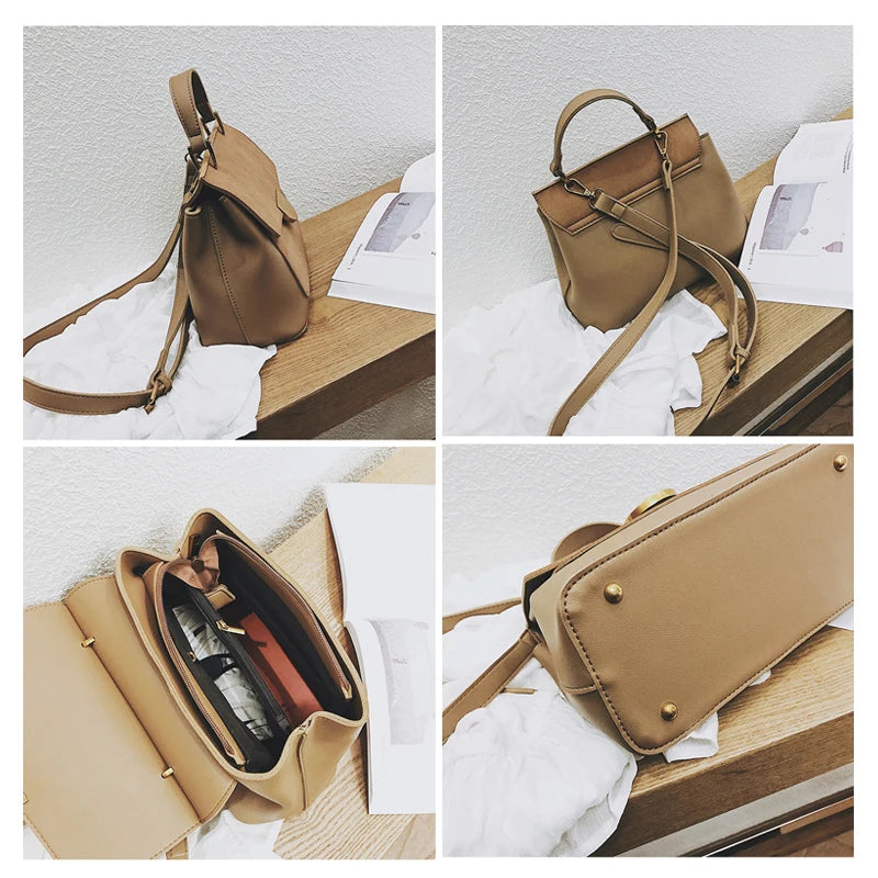 Vintage Nubuck Leather Shoulder Bags Large Capacity Crossbody Shopping Bag