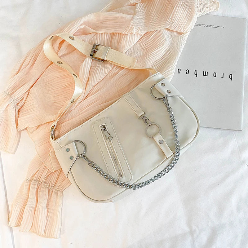 Vintage Nylon Chain Crossbody Bag Women Sport Shoulder Messenger Bags