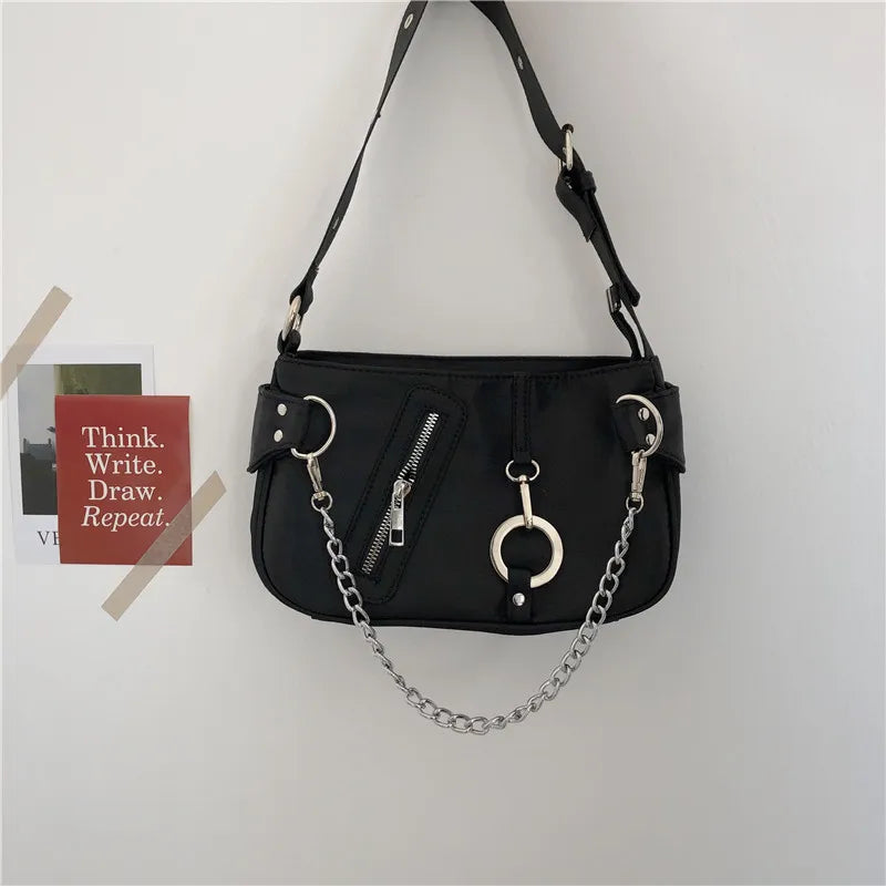 Vintage Nylon Chain Crossbody Bag Women Sport Shoulder Messenger