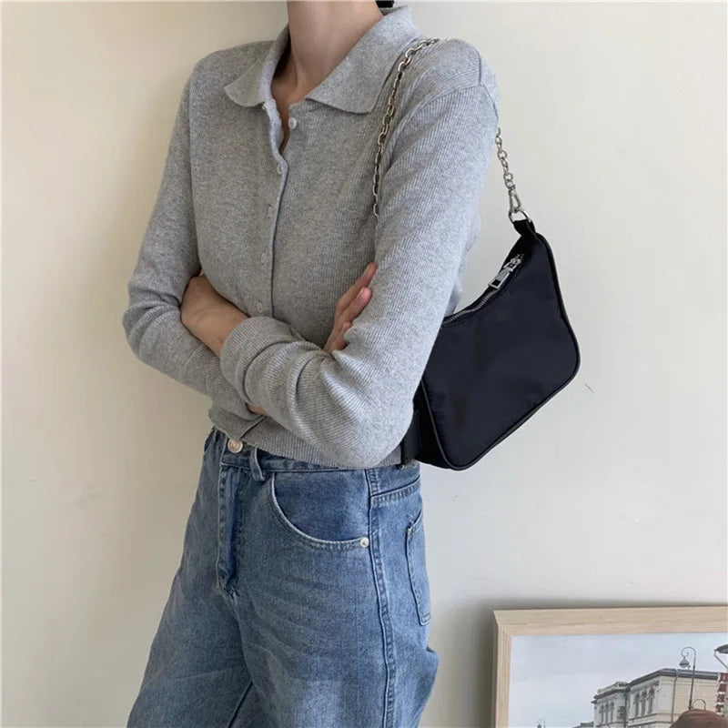 Vintage Nylon Crossbody Bag 2pcs Set Women Sport Shoulder Tote Bags