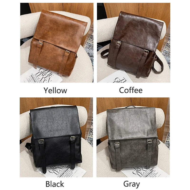 Vintage Leather Women Backpack Large Capacity Travel Bag
