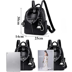 Vintage PU Leather Travel Women Shopping Backpack Large Capacity