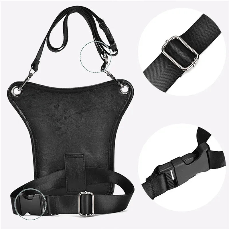 Vintage PU Leather Waist Pack Drop Leg Bag Multifunction Travel Fanny Waist Belt