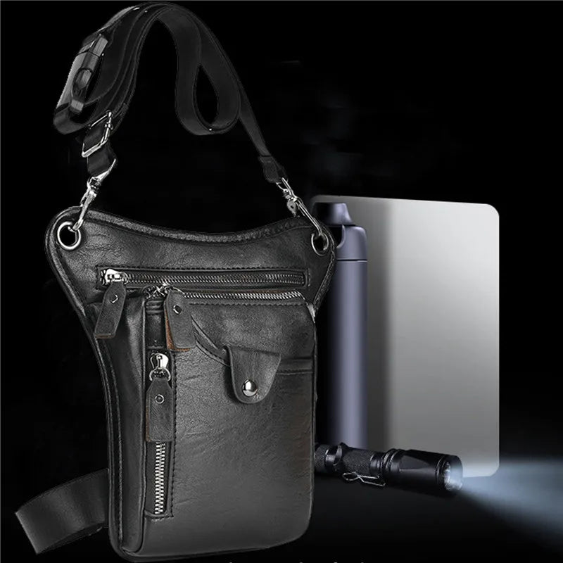 Vintage Leather Waist Pack Drop Leg Bag for Men Women