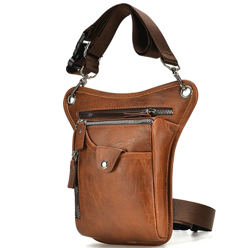 Vintage Leather Waist Pack Drop Leg Bag for Men Women